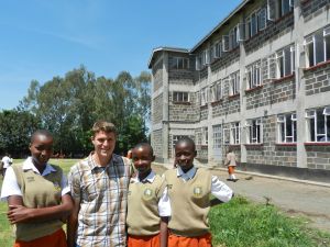 Tom with the scholarship girls at their new home, Christ the King